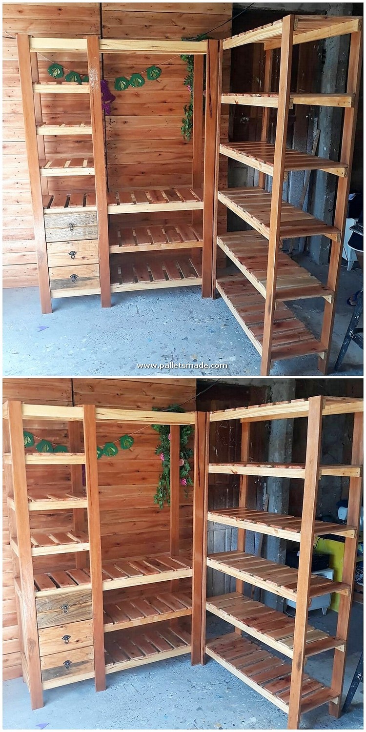 Pallet Shelving Unit with Drawers