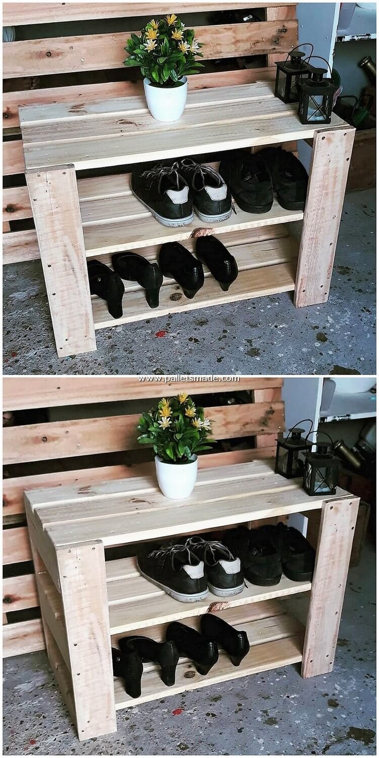Pallet Table with Shoe Rack