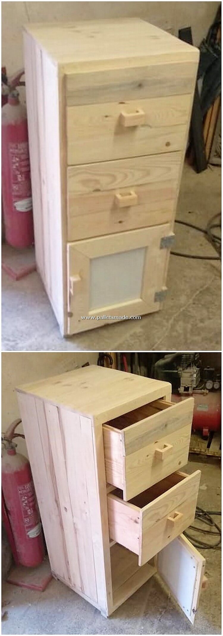 Pallet Wood Side Table with Drawers