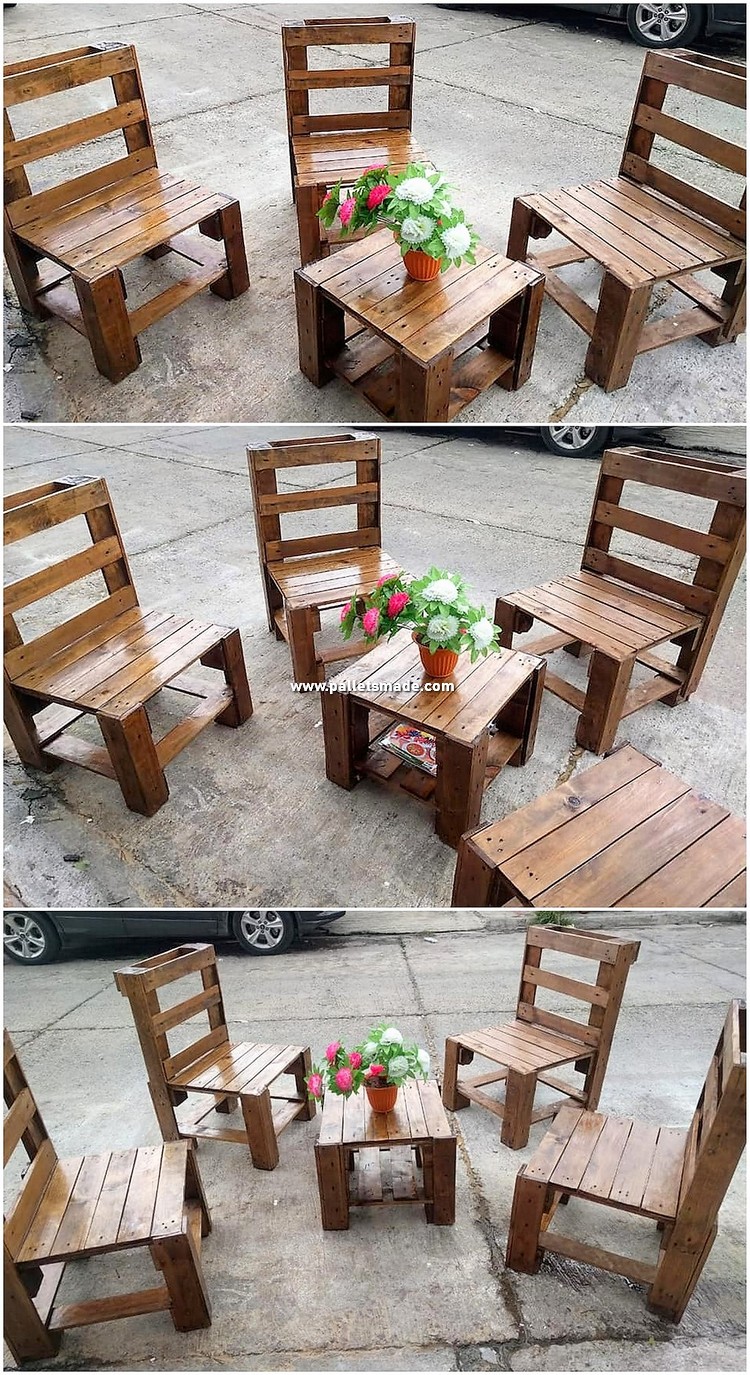 Pallet Outdoor Chairs and Table