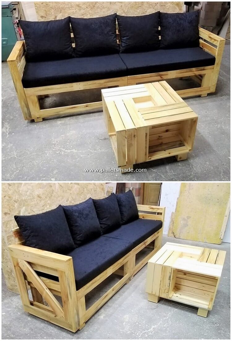 Pallet Bench or Couch and Table